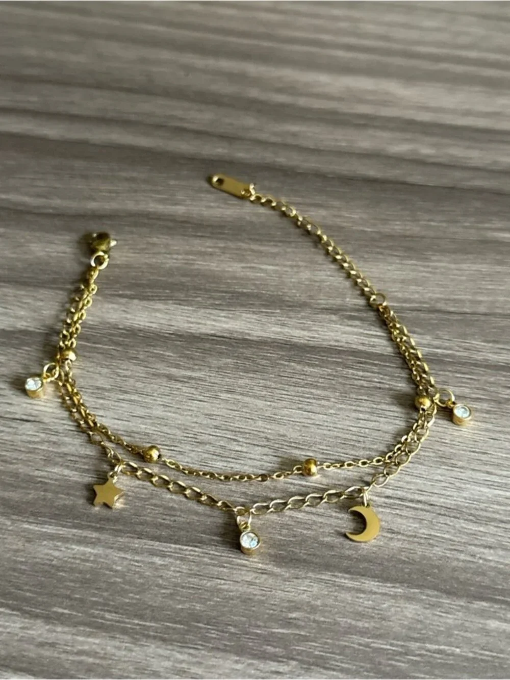 Star & Moon Charm anklet Q1093